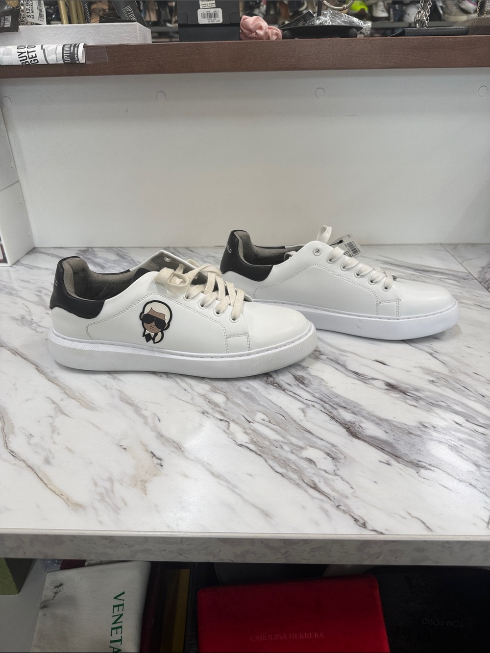 Karl Lagerfeld White Sneakers with Black Heel